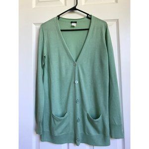 J.Crew Cotton Mint Long Light Cardigan with Pocket